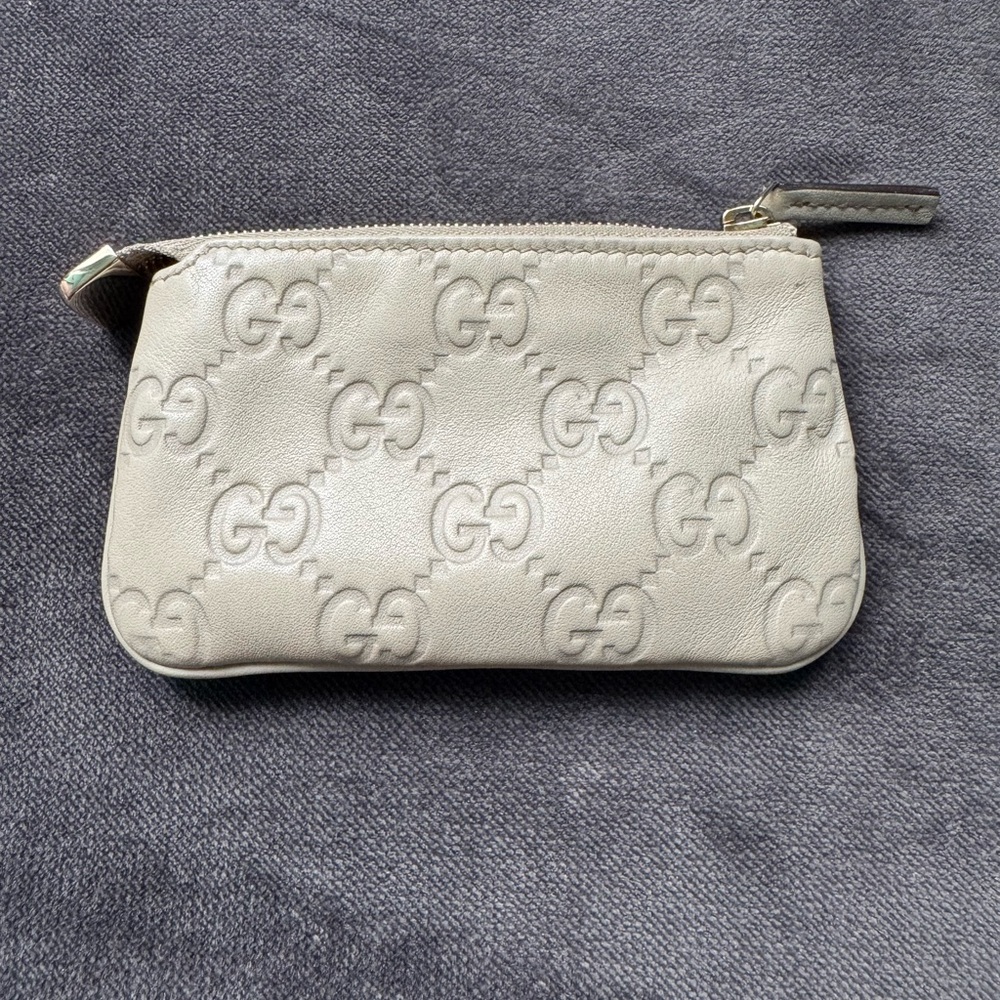 Gucci Coin Purse, White Leather and Gold Hardware